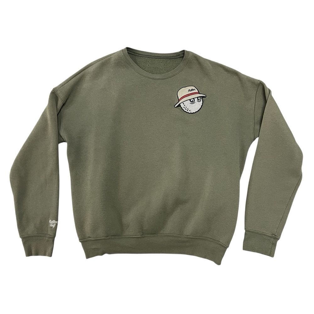 Malbon Golf Buckets Logo Crewneck Sweatshirt Olive Green Men's L